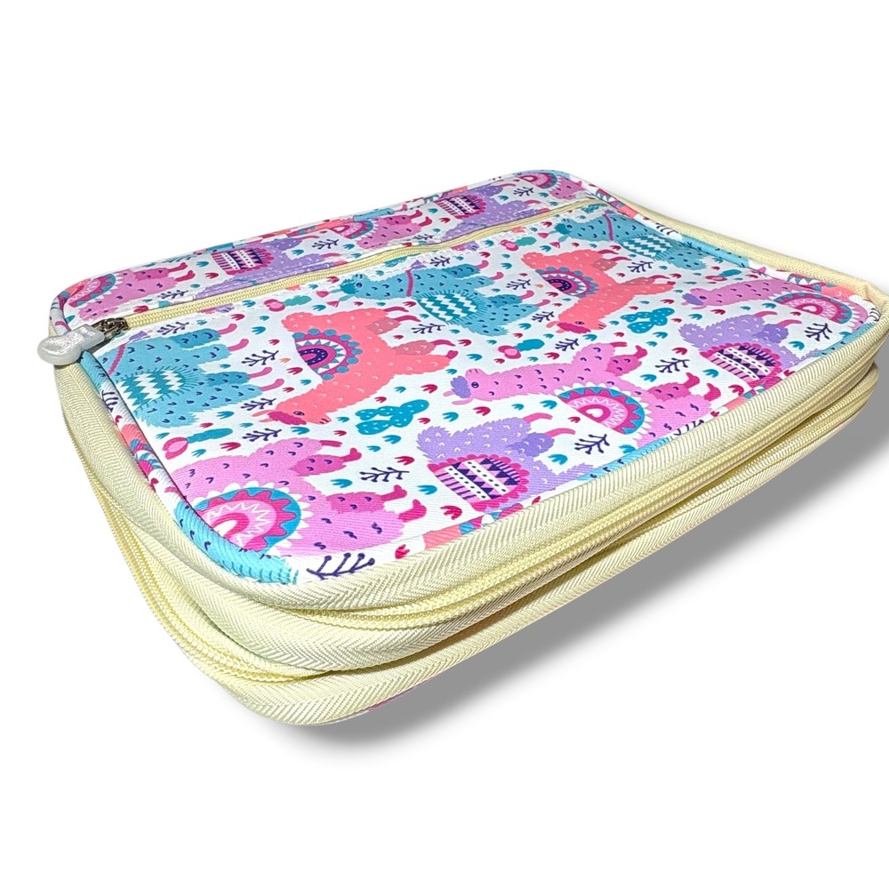 Llama Print Multi Layer High Capacity Colored Pencil Case Art Organizer Bag - Picture 3 of 9